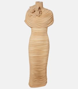 Magda Butrym Magda Butrym Floral-appliquÃ© ruched caped jersey midi dress