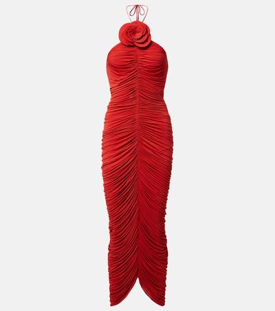 Magda Butrym Magda Butrym Floral-appliqué ruched jersey midi dress