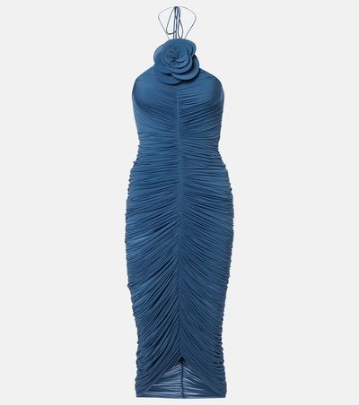 Magda Butrym Magda Butrym Floral-appliqué ruched midi dress