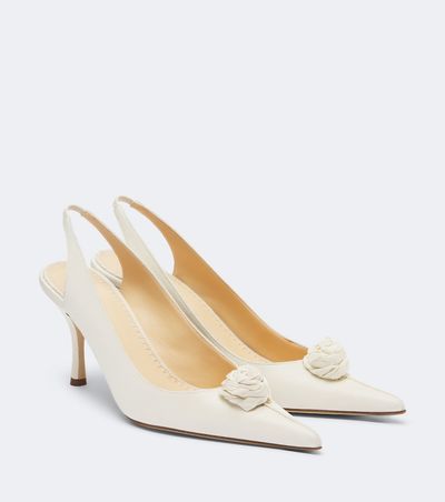 Magda Butrym Magda Butrym Floral-appliqué satin slingback pumps