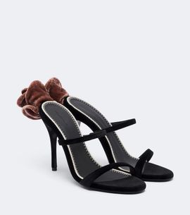 Magda Butrym Magda Butrym Floral-appliqué velvet mules