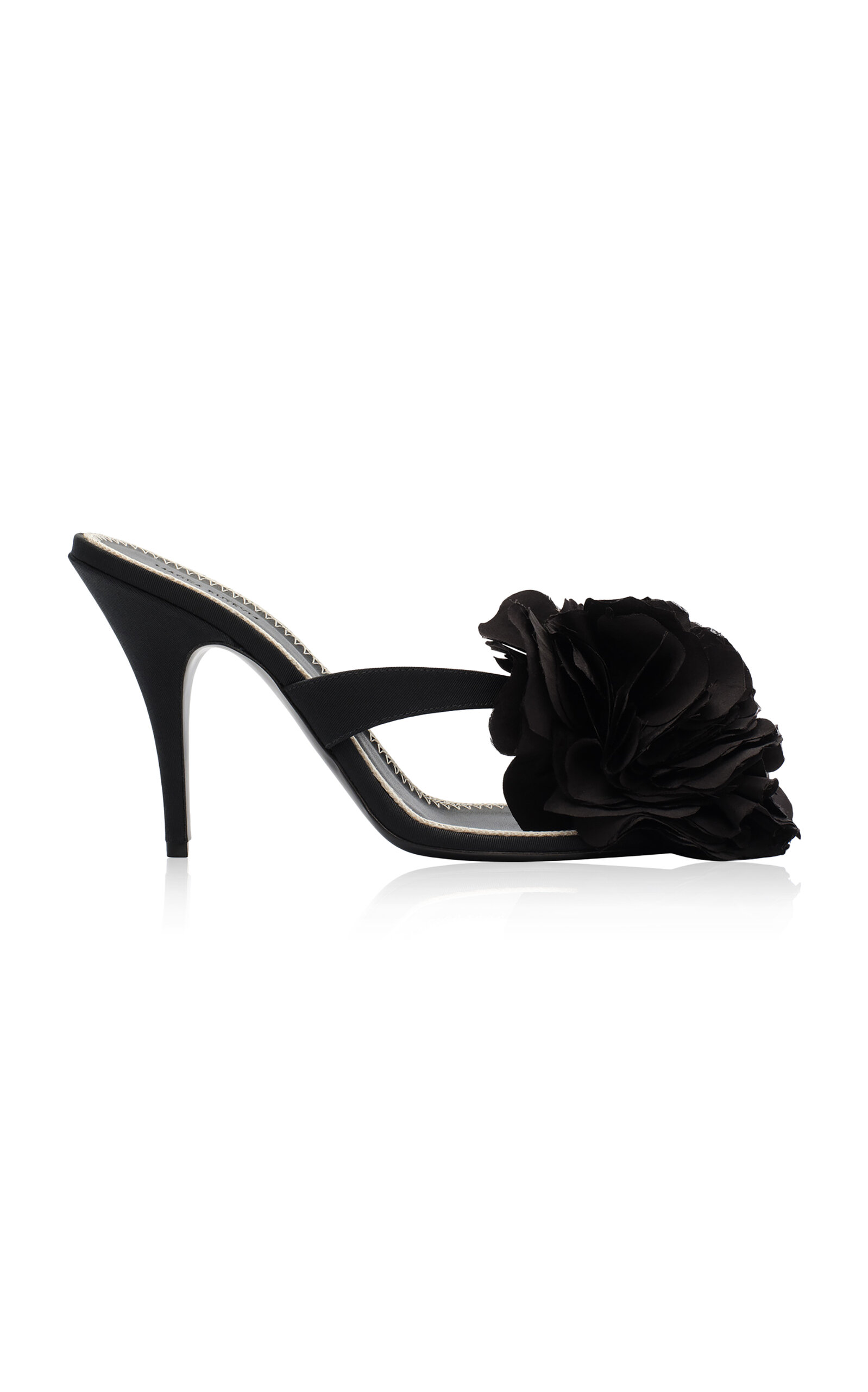 Magda Butrym Magda Butrym Grosgrain Black With Flower Thong Sandals
