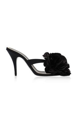 Magda Butrym Magda Butrym Grosgrain Black With Flower Thong Sandals