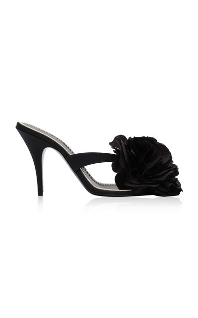 Magda Butrym Magda Butrym Grosgrain Black With Flower Thong Sandals