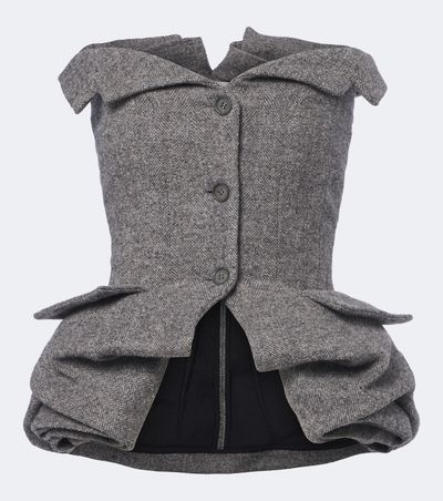 Magda Butrym Magda Butrym Herringbone peplum wool and cashmere-blend top