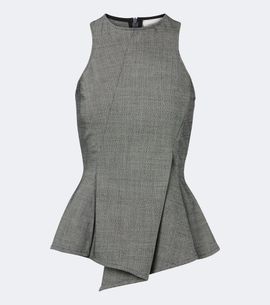 Magda Butrym Magda Butrym Herringbone pleated peplum wool-blend top