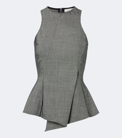 Magda Butrym Magda Butrym Herringbone pleated peplum wool-blend top