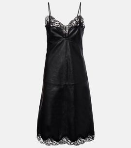 Magda Butrym Magda Butrym Lace-trimmed leather midi dress