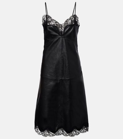 Magda Butrym Magda Butrym Lace-trimmed leather midi dress