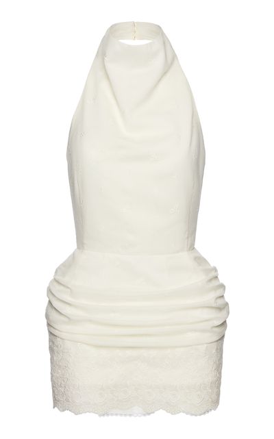 Magda Butrym Magda Butrym LaceDetailed Halter SilkBlend Mini Dress Ivory FR 36