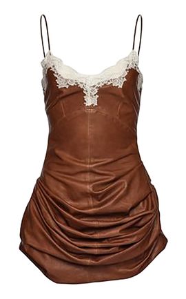 Magda Butrym Magda Butrym LaceTrimmed Leather Mini Dress