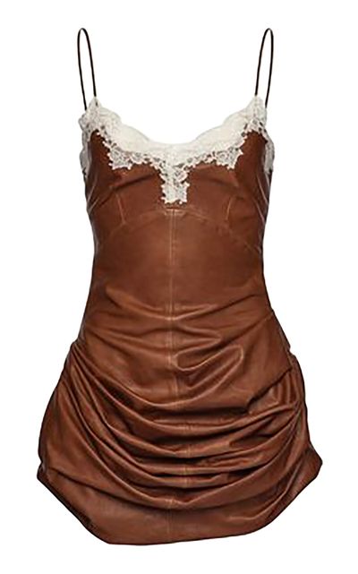 Magda Butrym Magda Butrym LaceTrimmed Leather Mini Dress