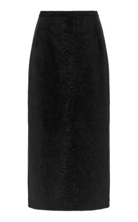 Magda Butrym Magda Butrym MidRise Leather Shearling Midi Skirt