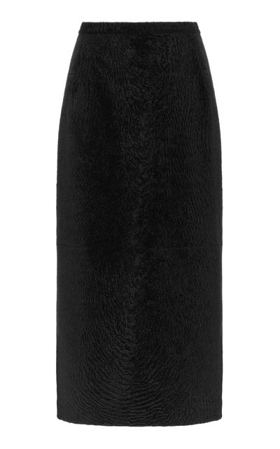 Magda Butrym Magda Butrym MidRise Leather Shearling Midi Skirt