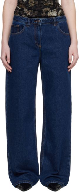Magda Butrym Magda Butrym Navy Loose-Leg Faded Jeans