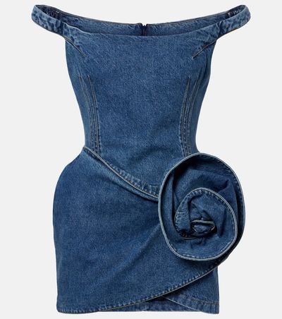 Magda Butrym Magda Butrym Off-shoulder floral-appliquÃ© denim minidress