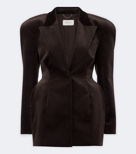 Magda Butrym Magda Butrym Peplum cotton-blend velour blazer dress
