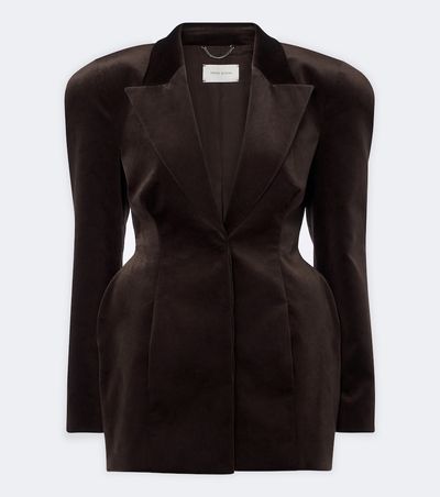 Magda Butrym Magda Butrym Peplum cotton-blend velour blazer dress