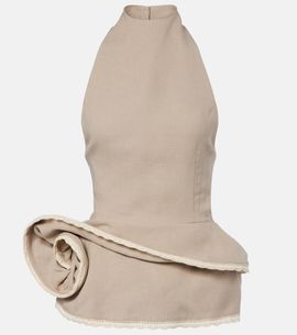 Magda Butrym Magda Butrym Peplum floral-appliquÃ© linen top