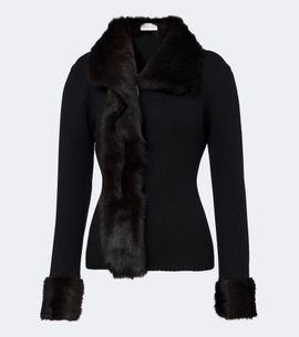 Magda Butrym Magda Butrym Shearling-trimmed wool and cashmere cardigan