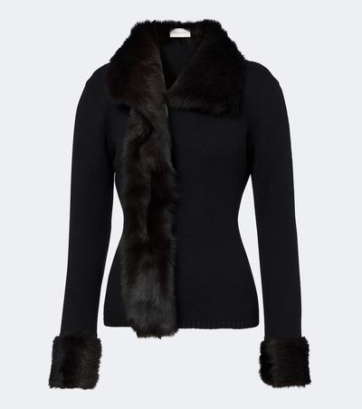 Magda Butrym Magda Butrym Shearling-trimmed wool and cashmere cardigan
