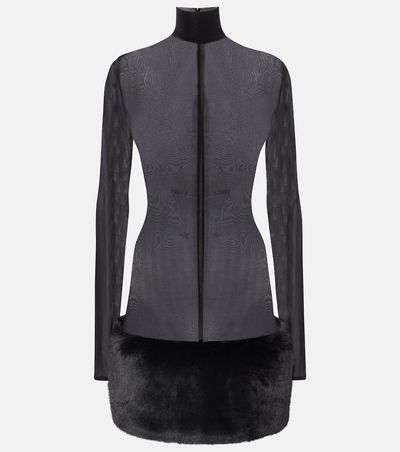 Magda Butrym Magda Butrym Sheer faux fur-trimmed minidress