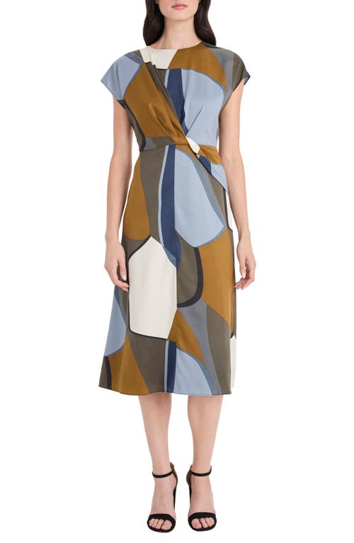 Maggy London - Abstract Print Twist Detail Midi Dress