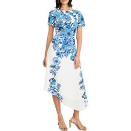 Maggy London Maggy London Cap Sleeve Asymmetrical Midi Dress