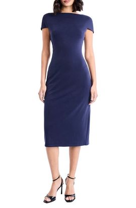 Maggy London Maggy London Cap Sleeve Midi Sheath Dress