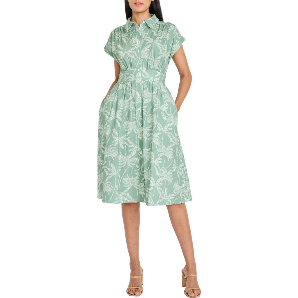 Maggy London Maggy London Cap Sleeve Stretch Cotton Midi Shirtdress