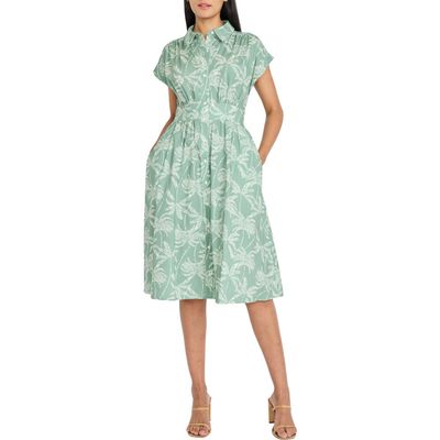 Maggy London Maggy London Cap Sleeve Stretch Cotton Midi Shirtdress