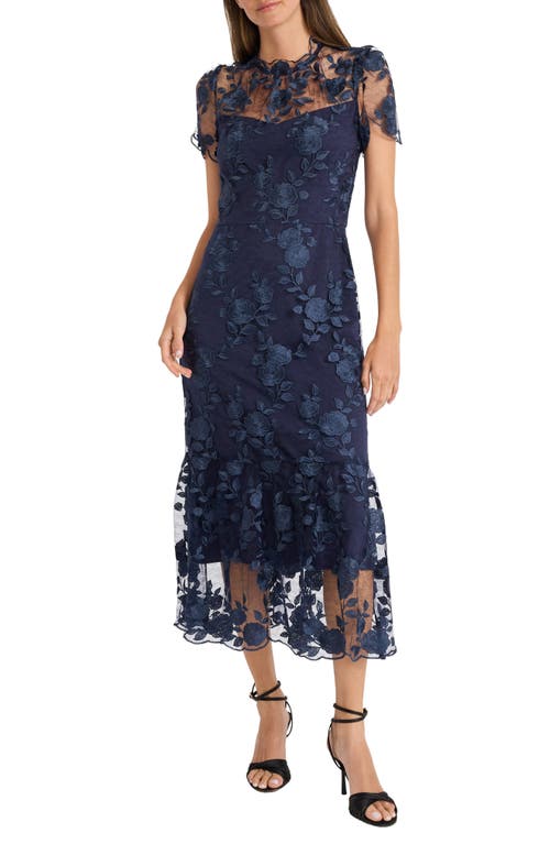 embroidered floral halter neck dress maggy london MIDI DRESS WITH HALTER NECK BLUE/GREEN / Standard / 4