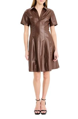 Maggy London Maggy London Faux Leather Fit & Flare Dress