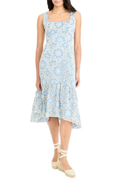 Maggy London Maggy London Floral Embroidery High-Low Midi Dress