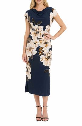 Maggy London Maggy London Placed Floral Cowl Neck Dress