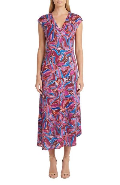 Maggy London Maggy London Print Cap Sleeve Midi Dress