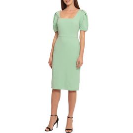 Maggy London Maggy London Puff Sleeve Midi Sheath Dress