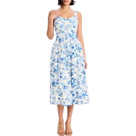 Maggy London Maggy London Sleeveless Linen Blend Midi Dress