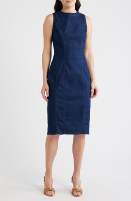 Maggy London Maggy London Sleeveless Stretch Denim Sheath Dress