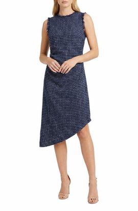 Maggy London Maggy London Tweed Asymmetric Midi Dress