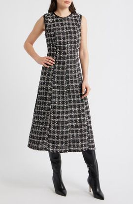 Maggy London Maggy London Tweed Sleeveless Fit & Flare Midi Dress