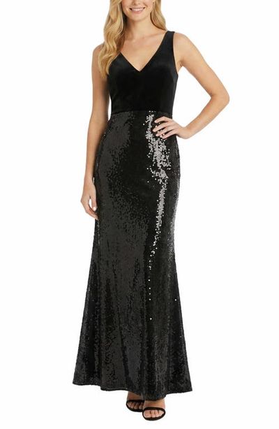 Maggy London Maggy London Velvet & Sequin Gown