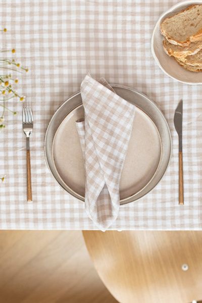 MagicLinen MagicLinen Napkin Set in Natural Gingham at Urban Outfitters