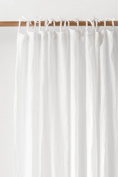 MagicLinen MagicLinen Tie Top Linen Curtain Panel in White at Urban Outfitters