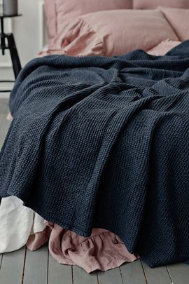 MagicLinen MagicLinen Waffle Blanket in Dark Gray at Urban Outfitters