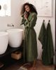 MagicLinen MagicLinen Waffle Hooded Bath Robe in Forest Green, Women's at Urban Outfitters - 2