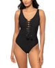 Magicsuit Magicsuit Solid Bronte Lace Up Tasseled Swimsuit - 1