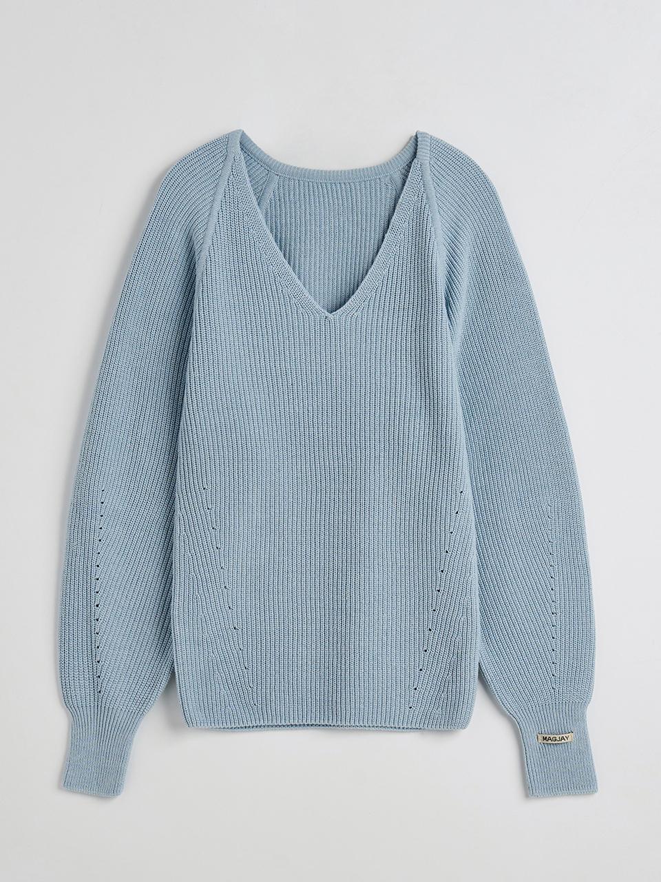 MAGJAY Flow V-neck Knit Sweater [Sky Blue]