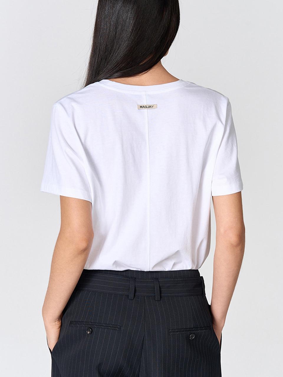MAGJAY Soft Cotton U-Neck T-Shirt [Off White]