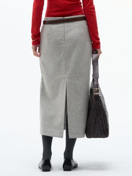 MAGJAY Wool H-Line Midi Skirt [Light Gray]